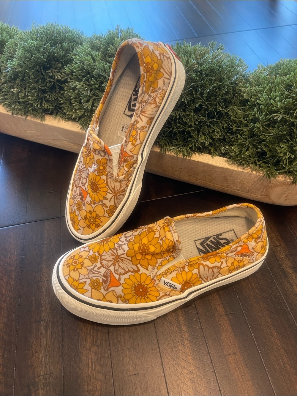 Vans Slip-On Floral Sneakers in Yellow and White